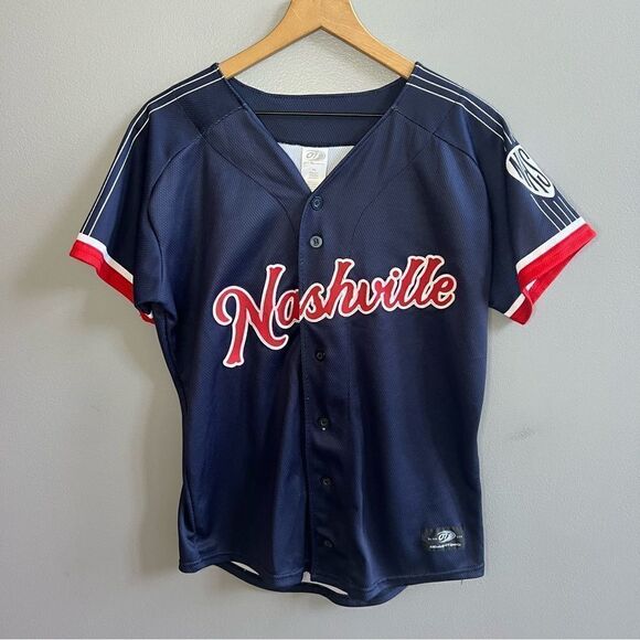 OT Sports Nashville Sounds Navy Replica Button Up Jersey Youth XL Navy Baseball - Picture 2 of 11